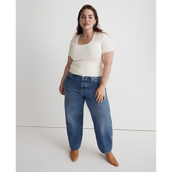 Madewell Ottoman Crop Sweater Tee in Bright Ivory XSmall New Womens Top - Picture 8 of 11